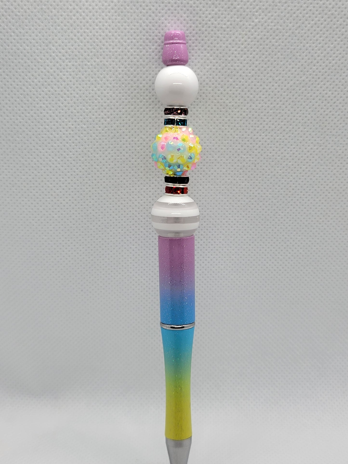 White & Holographic Rainbow Beadable Pen