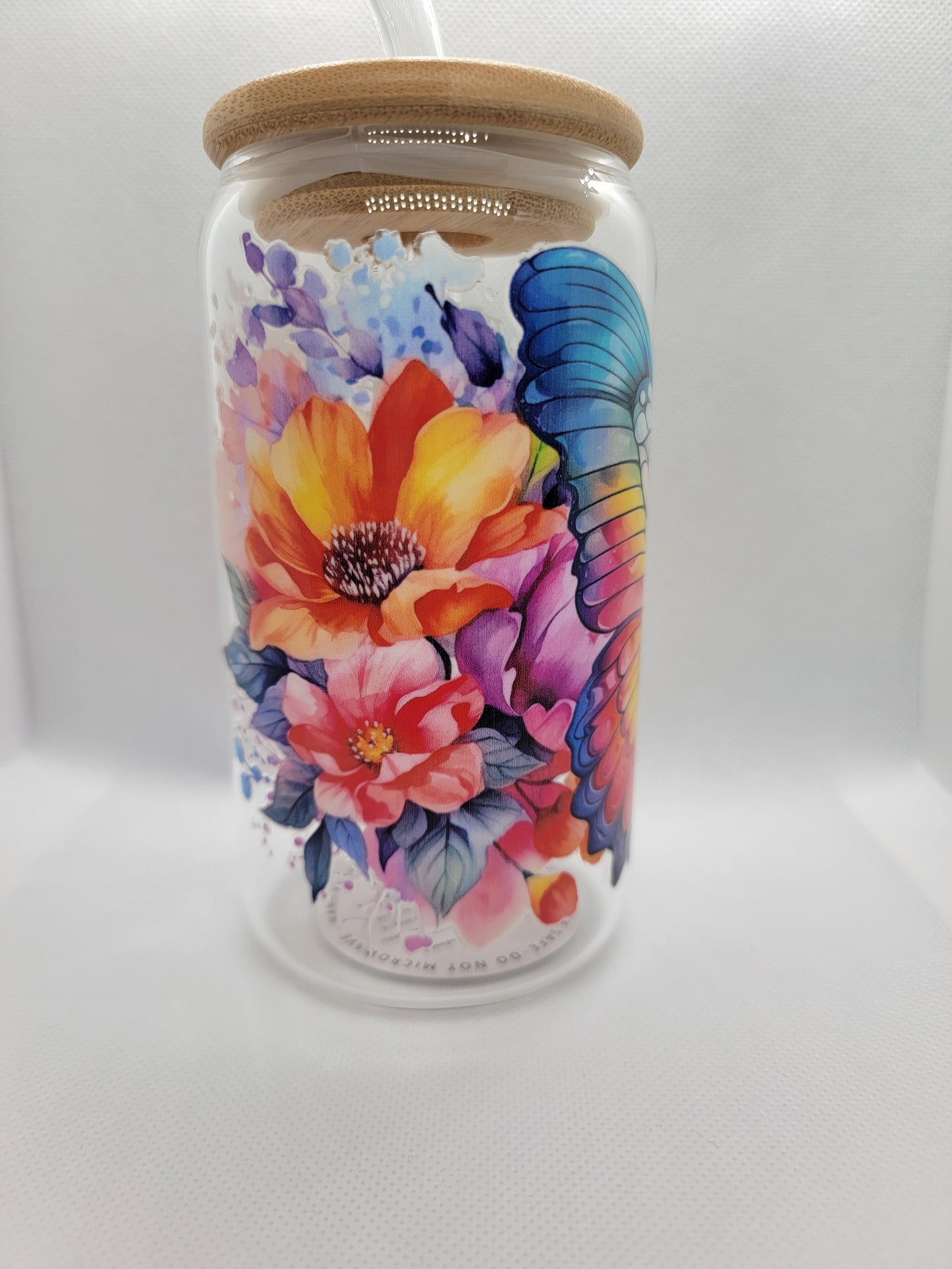 Beautiful Butterfly w/Flowers - Tumbler
