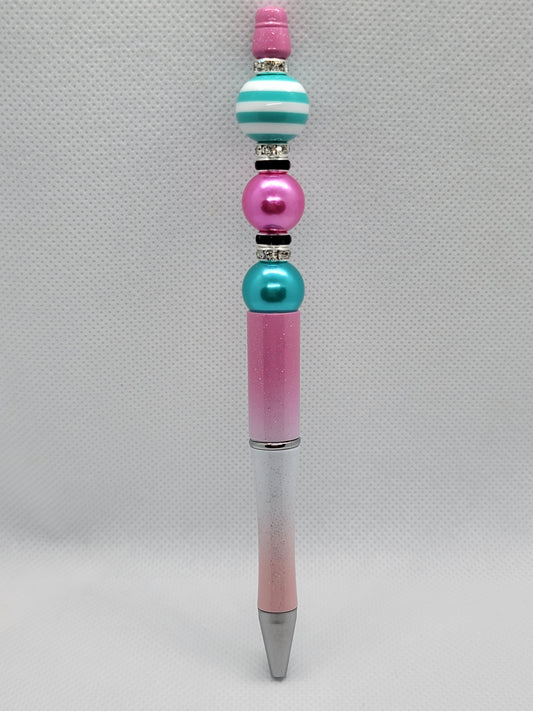 Teal & Pink Ombre Beadable Pen