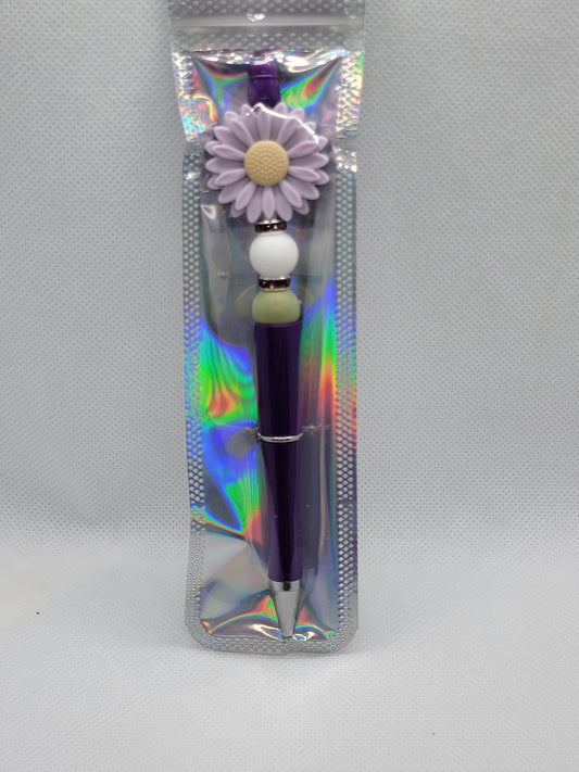 Purple Daisy Beadable Pen