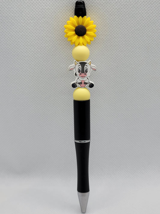 Sweet Sunflower & Cow Beadable Pen
