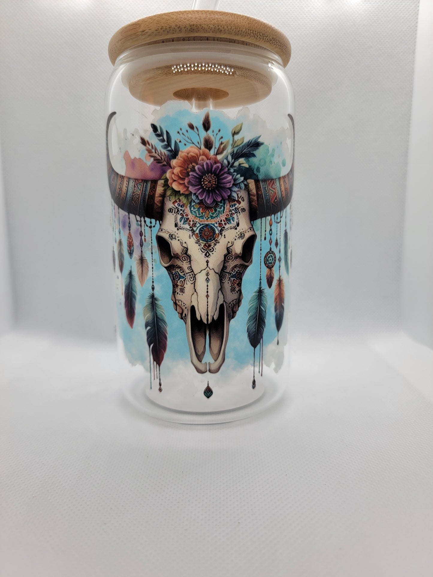 Western Glam Cowskull - Tumbler