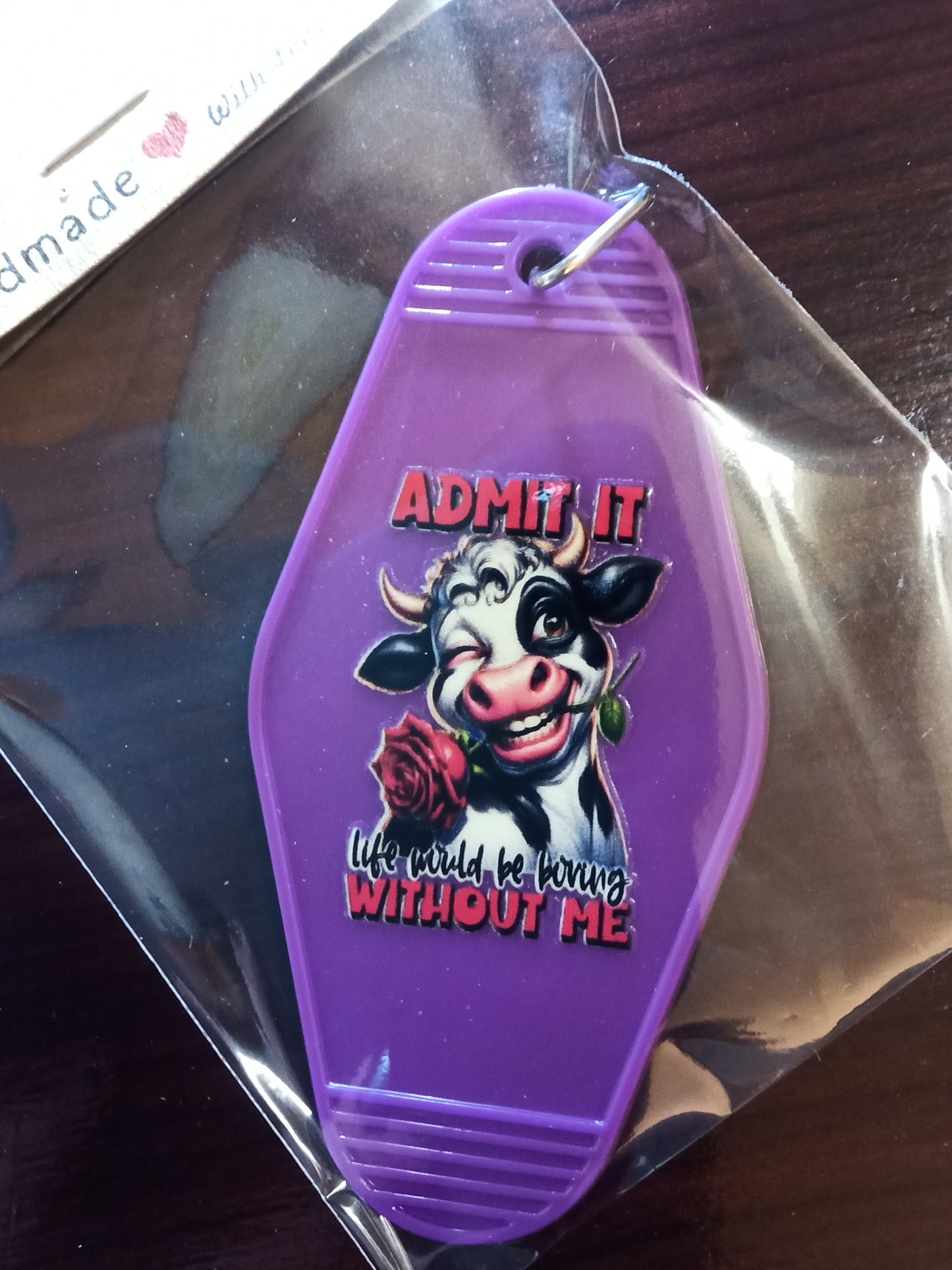 Various Cow Design Motel Keychains - Specify Selection at Order Screen