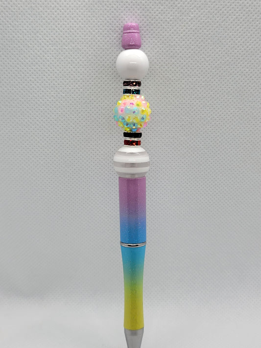 White & Holographic Rainbow Beadable Pen