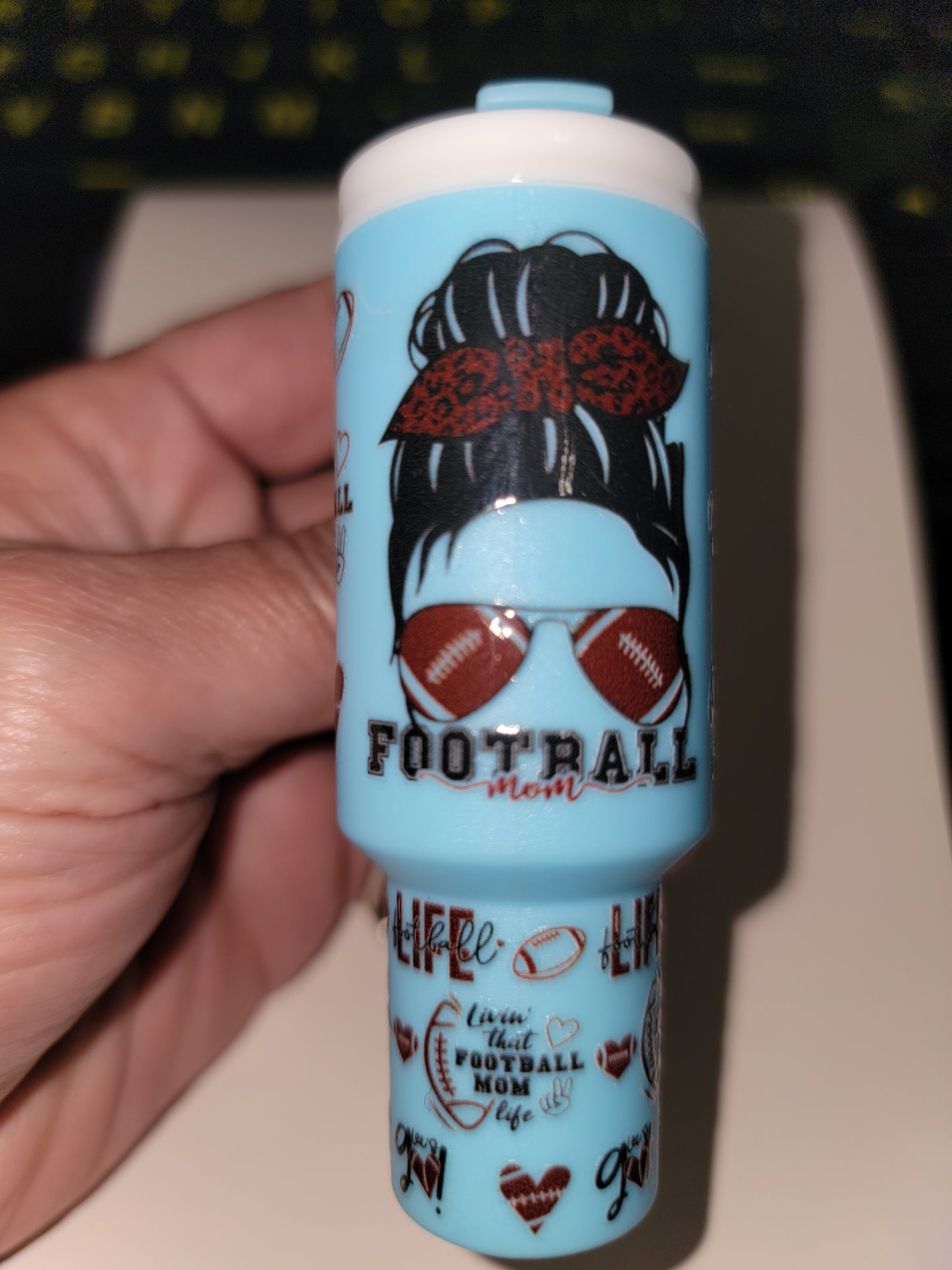 Football Mom Mini Tumbler Keychain