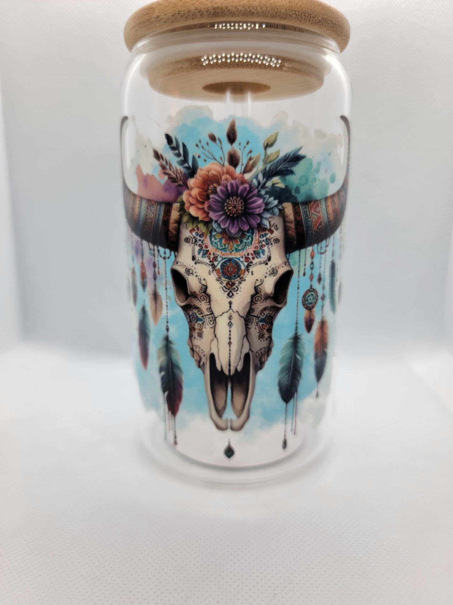 Western Glam Cowskull - Tumbler