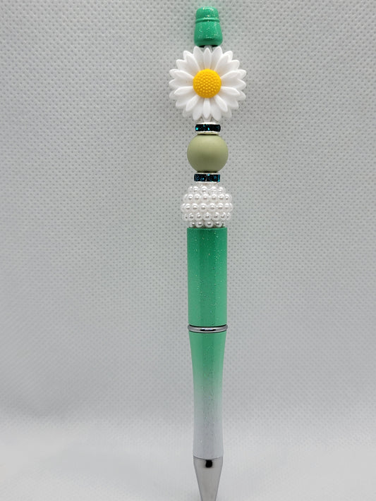 White Daisy Beadable Pen