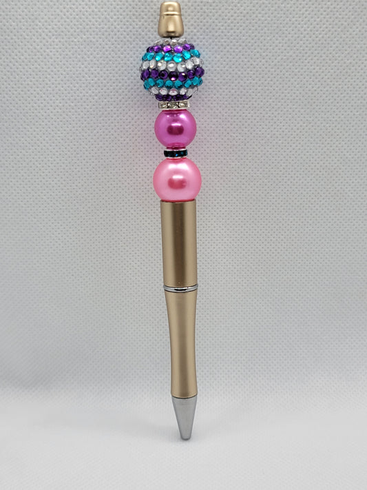 Pink & Teal Disco Beadable Pen