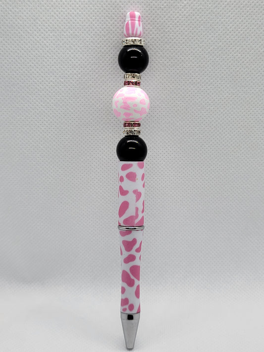 Pink Cowprint Beadable Pen