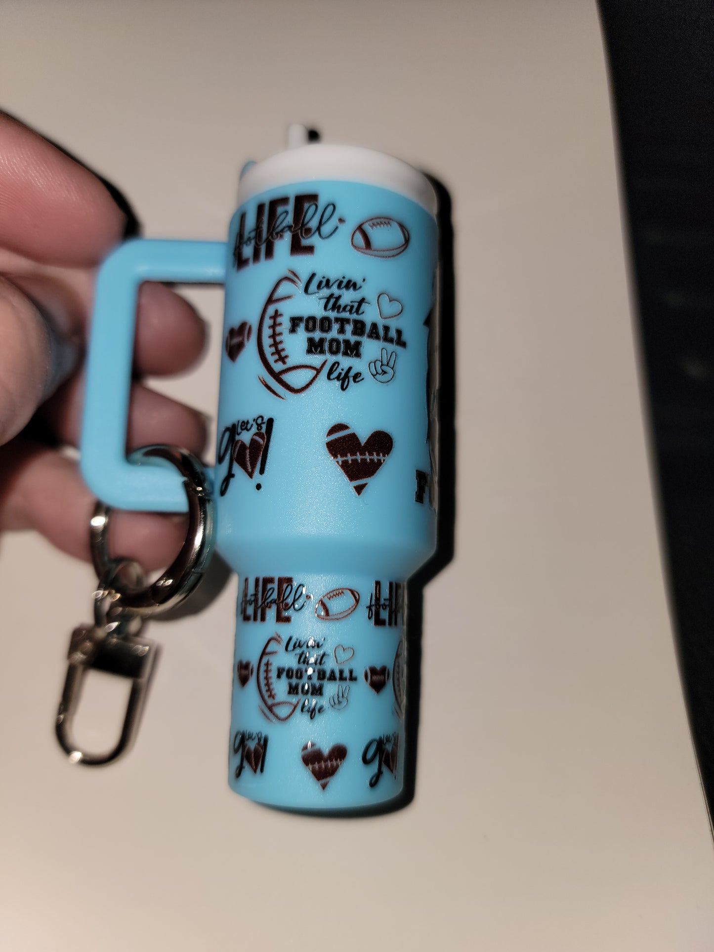 Football Mom Mini Tumbler Keychain