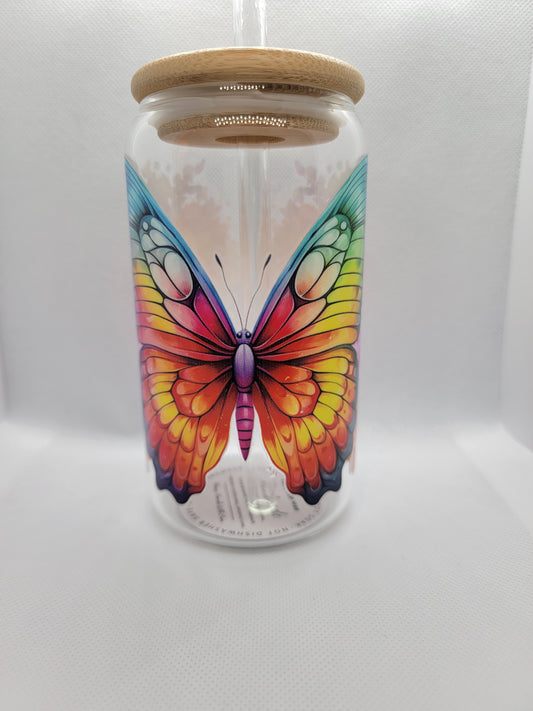 Beautiful Butterfly w/Flowers - Tumbler