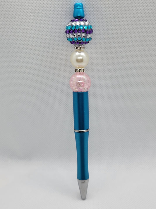 Glam Blue Disco Beadable Pen
