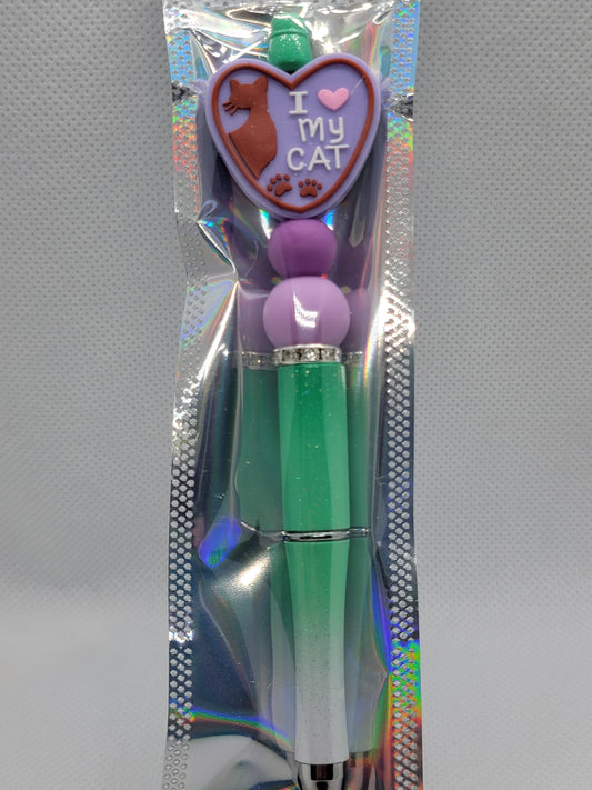 I Love My Cat Beadable Pen